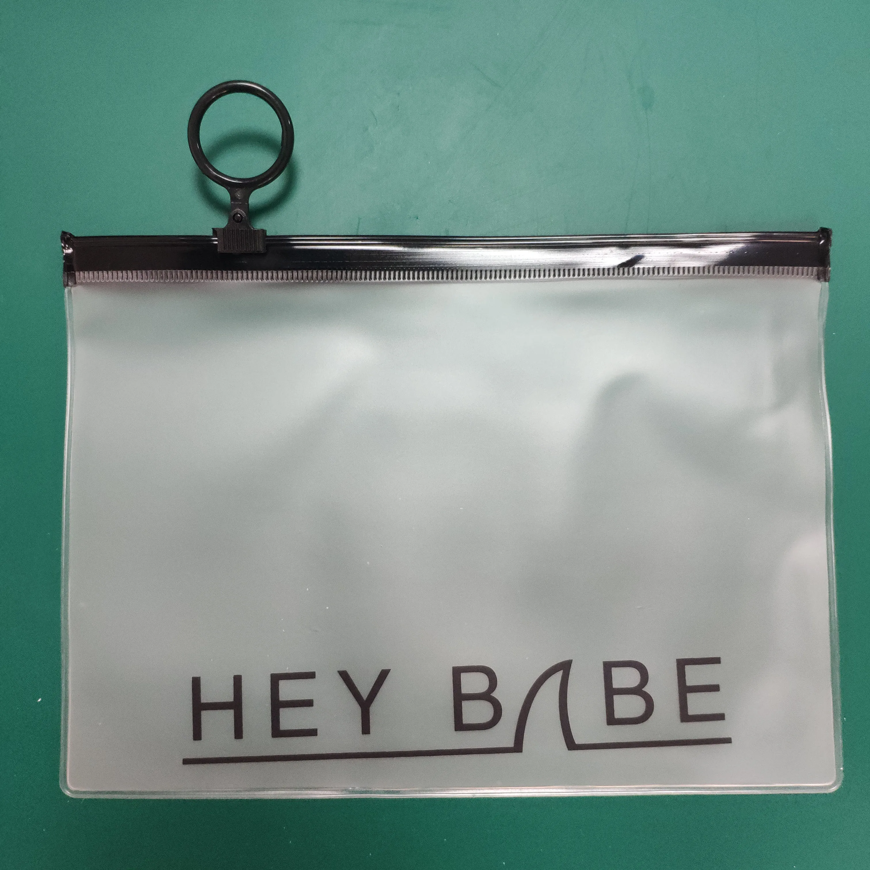 
Custom Waterproof Clear/Matte Plastic Pvc Wet Bikini Bag For Swimwear Packaging, Black Zip With Circle Ring 