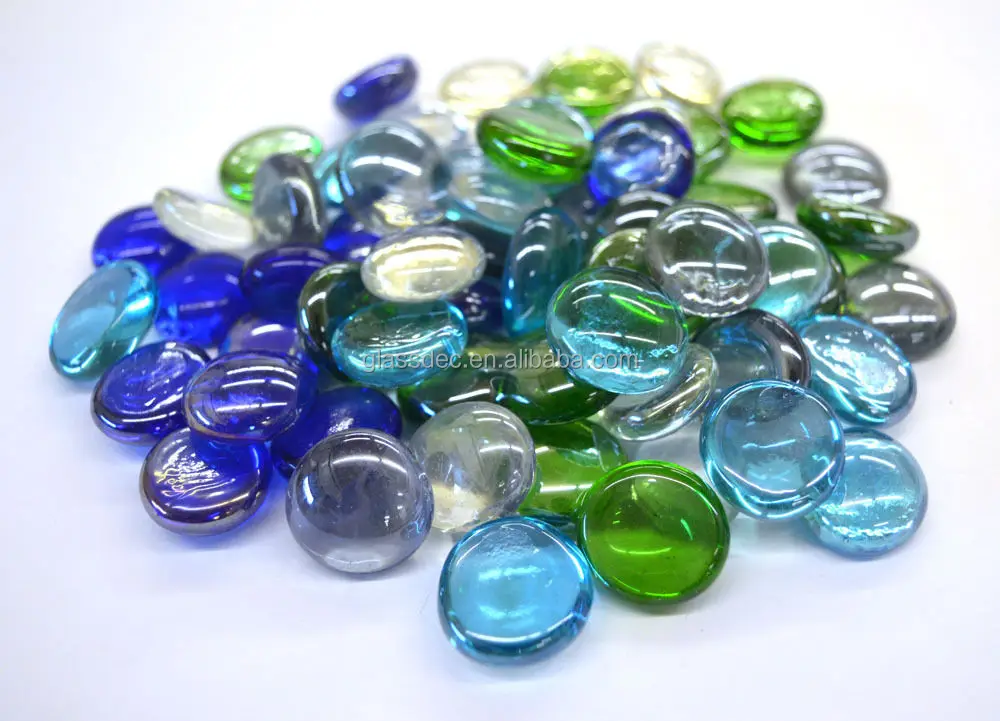 wholesale coloured bulk decorative flat Glass Pebbles for swimming pool vases