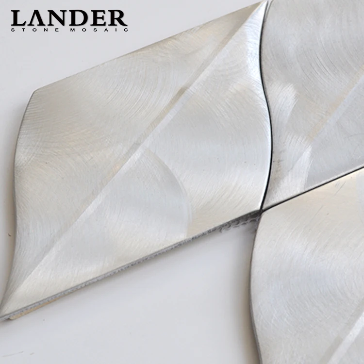 art 3d silver stain surface aluminium metal mosaic tile