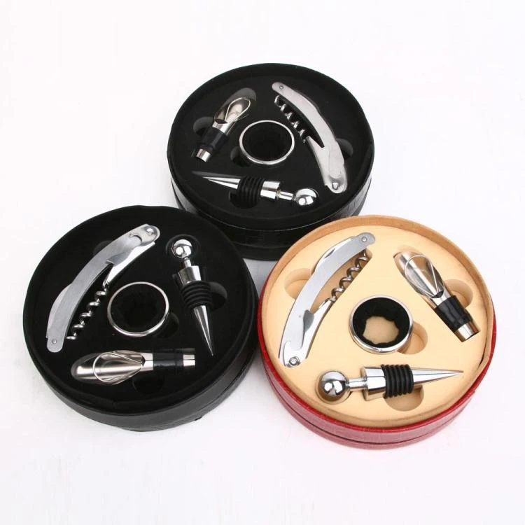 HUIJUE cheapest wholesale wine gift set with leather case