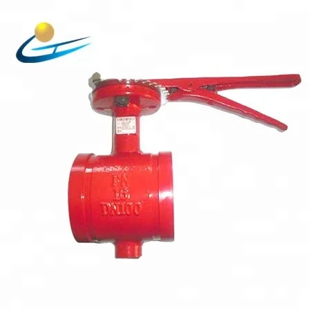 ductile iron cast iron fire fighting socket handle handwheel  grooved butterfly valve