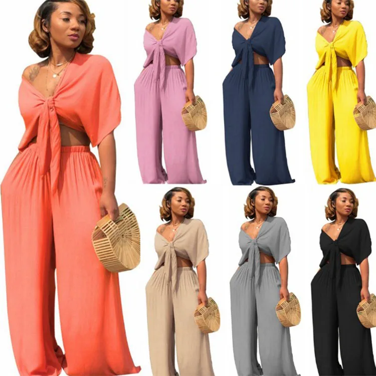 Latest Design Two Piece Set Women Wide-Legged Pants Clothing Loose Clothes For Women Jumpsuit