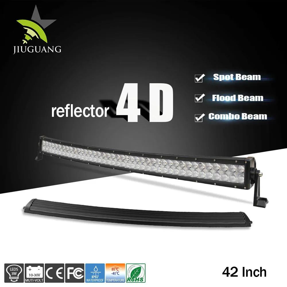 High Lumen 384 Вт 8D 4Row Изогнутый Световод Бар с Алюминиевым Радиатором для Jeep Грузовик Offroad