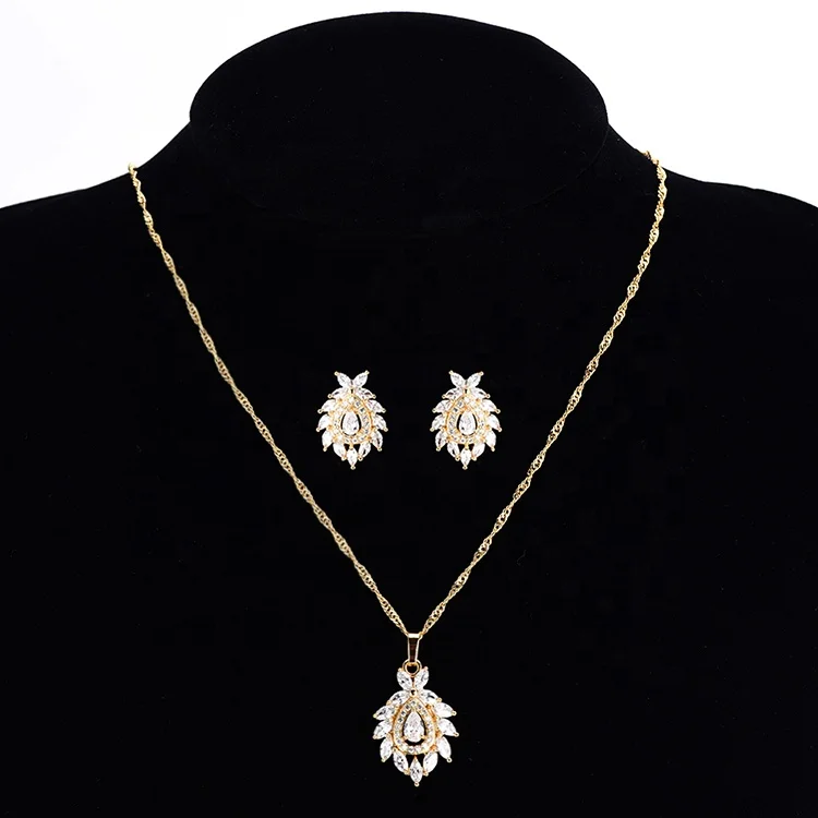 
DTINA Luxury Droplet Necklace Earrings Jewelry Set Girls Party Jewelry 