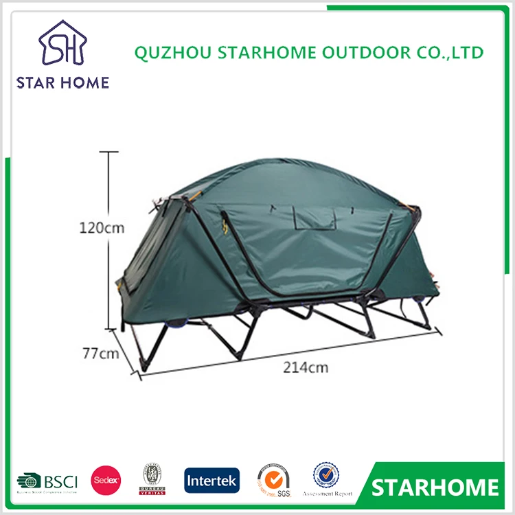 quzhou supplier 1-2 person green cot ground 4 season foldable waterproof large tent