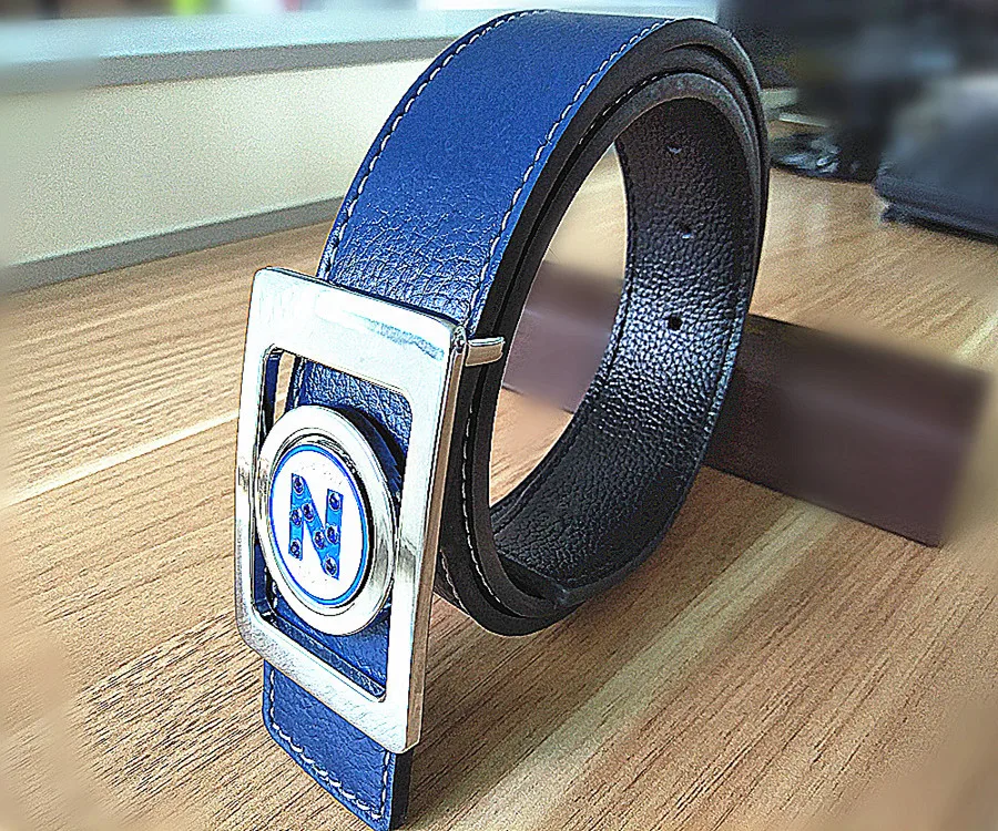 New Style Custom Logo CowHide Golf Leather Belts With Marker
