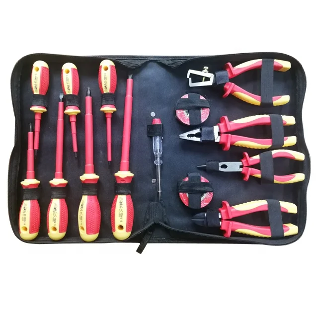 15 piece 1000V VDE Insulated pliers, screwdrivers tools set VDE tools set insulation EN60900 Voltage hand tools set
