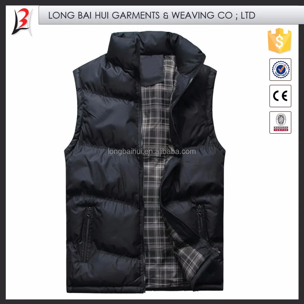 Hot sell wholesale custom LOGO zipper winter jacket black quilted down puffer vest men