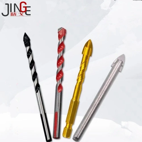 Orange color Three-Flat Shank Carbide Tip Multi Material Drill Bit for glass Ceramic Porcelain Tile Brick