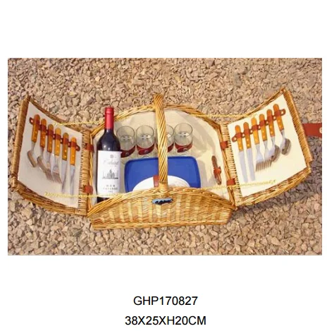 
popular wicker picnic basket set for 4 persons 