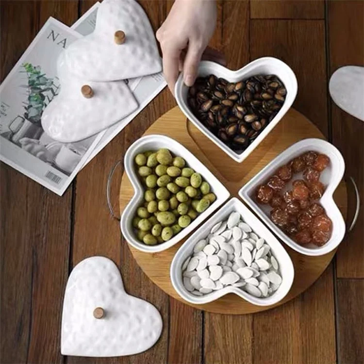 Turkish tableware hotel snack dishes white porcelain divided plates for adults with cover