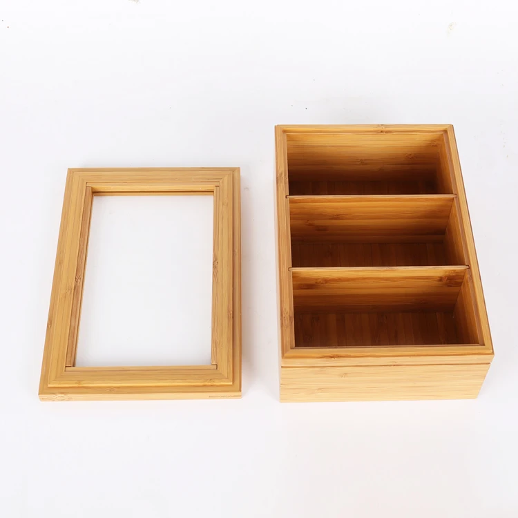 
BAMBKIN natural bamboo storage box with dividers creative multi organizer nut storage box tea bag container 
