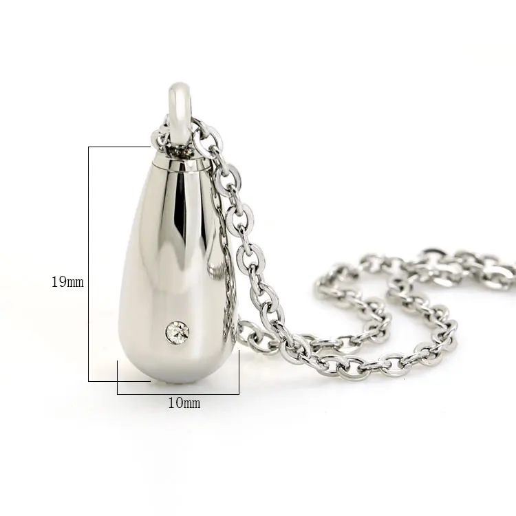 Marlary Necklace Ashes Jewelry Water-Drop Shape Steel Cremation Keepsake Urn Pendant