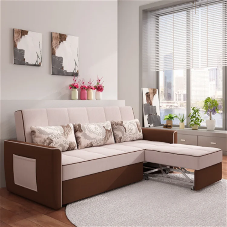 Откидывающаяся мебель для сна Современная Складная двухъярусная гостиной из современной ткани раскладной диван кровать с хранилищем