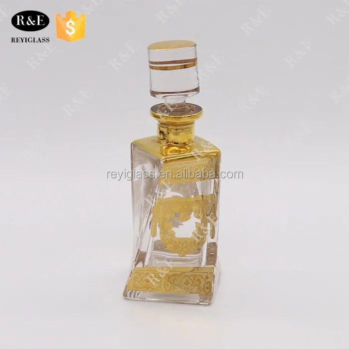 100ml golden display flower glass bottle decanter for oud oil perfume