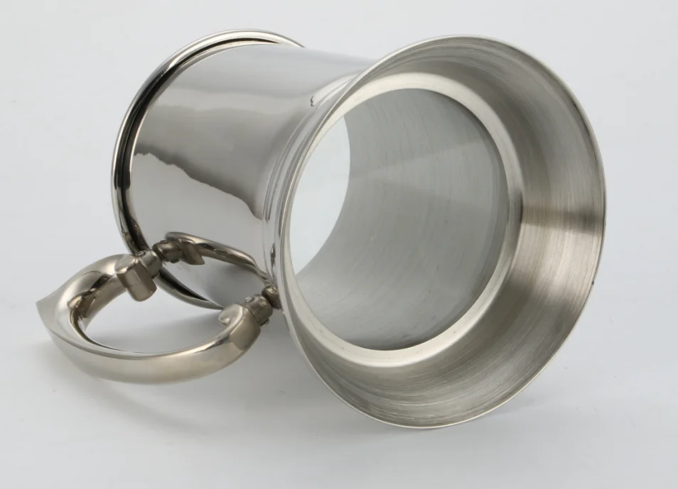 16oz Single Wall stainless steel beer mug with glass bottom