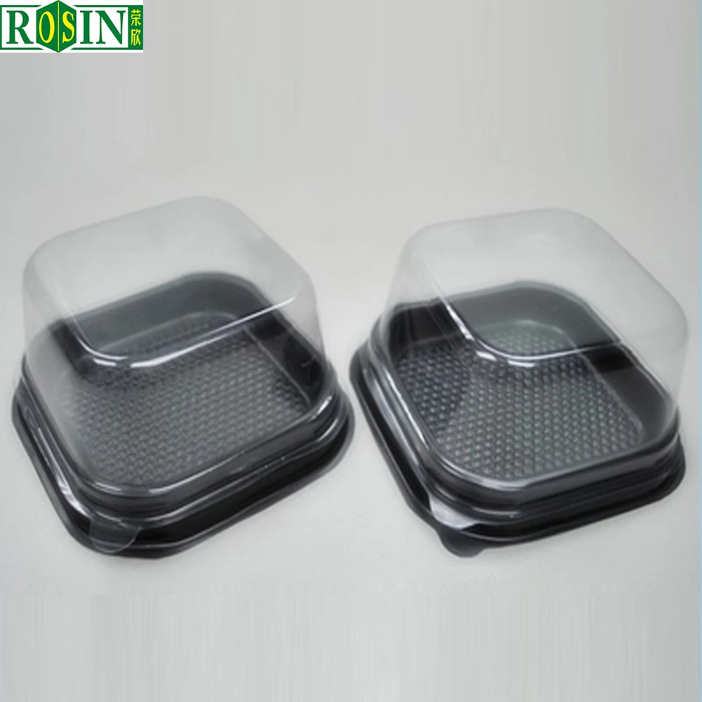 PET Golden Mini Cupcake Boxes Small Disposable Clear Blister Cake Box with Lid Custom Plastic Food Rosin Rectangle Stamping