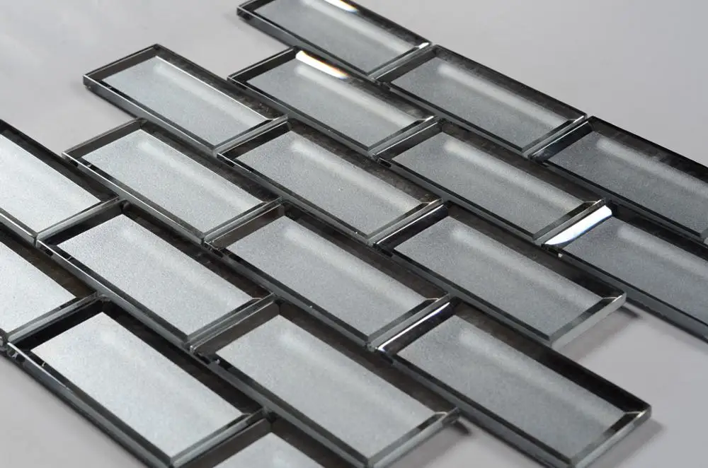 small 3x6 mirror Clear grey wavy kitchen tiles wall sticker glass mosaic tile bathroom subway tile shower backsplash