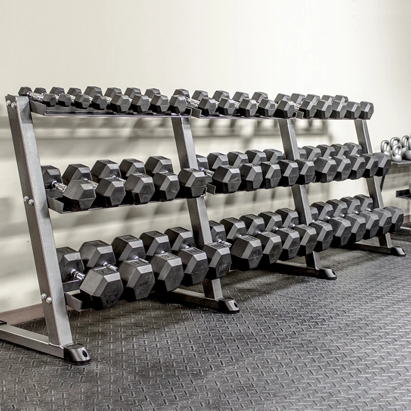 Hot selling crossfitness gym rubber hex dumbbell sets