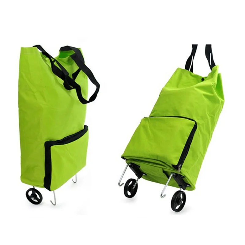 cheap price PE check portable folding shopping trolley bag with wheels wholesale trolley shopping bag