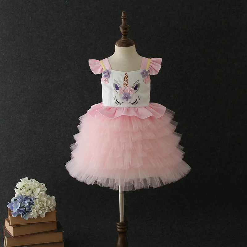 2019 Purple one year old unicorn baby girls purple party wear western birthday tutu dress