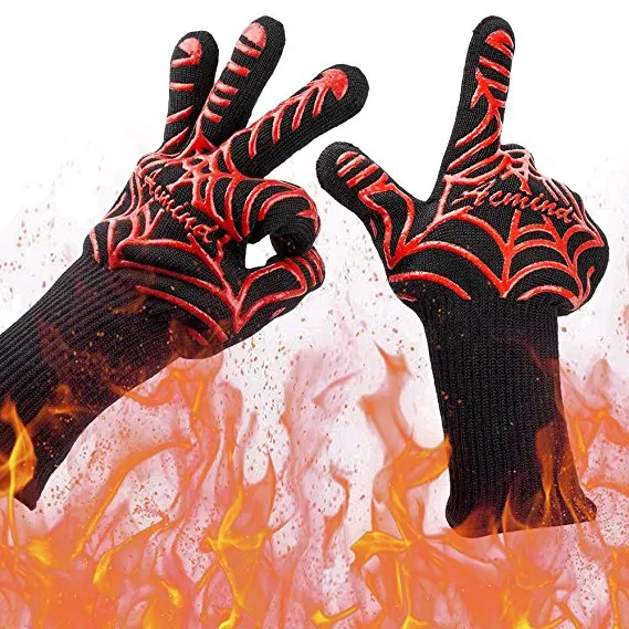 Fire Pro Gloves Heat Resistant Gloves BBQ Grilling Fireplace Accessories and Welding Forearm Protection Aramid Fiber Material