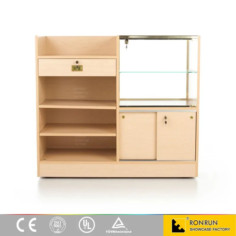 RCD0845 A pre - assembled rectangular cash wrap with a tempered glass display showcase