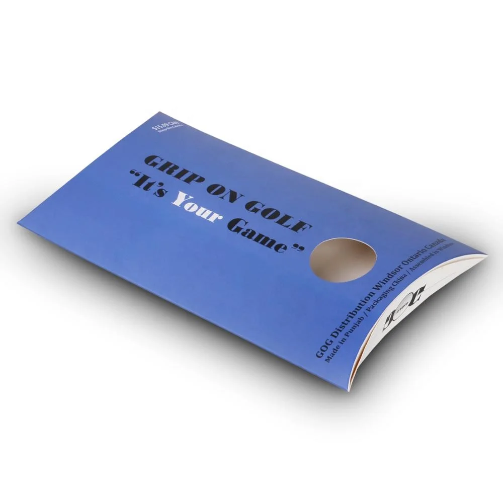 Special custom die cut pillow box shape golf glove blue packaging box