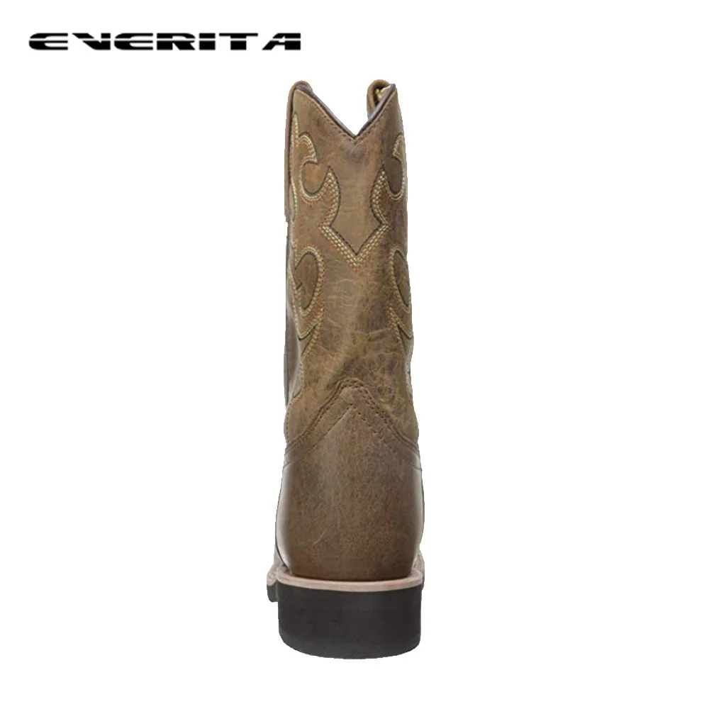 Hot-sale Waterproof Wide Square Toe Horse Boots Brown Cowboy Boot For Men