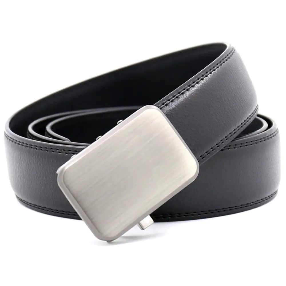 Men 1.25 Inches Plate  Buckle with Ratchet Belt Strap Adjustable Leather Belt