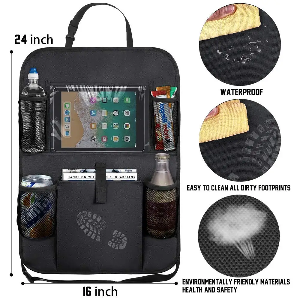 Car Travel Accessories Hanging Kids Baby Kick Mat Car Seat Back Protector Organizer