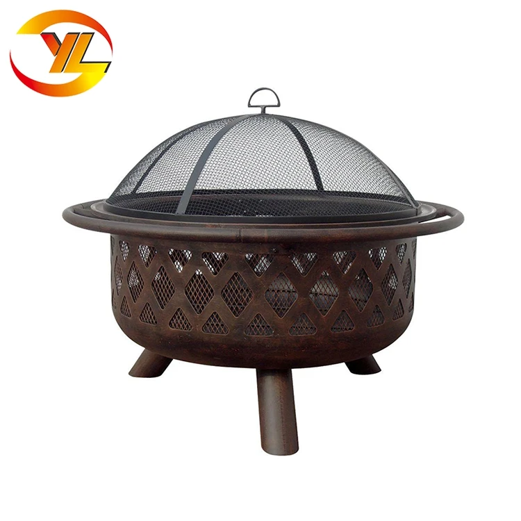 Round shaped outdoor safty cover steel bowl brazier antique fire pit