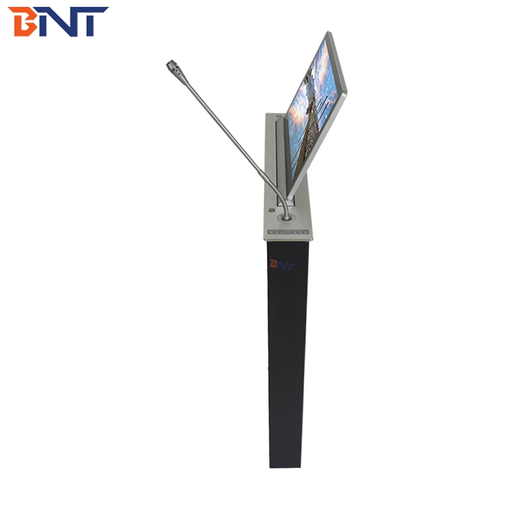 21.5 inch aluminum brushed frame motorized screen lcd  monitor lift with conference system microphone