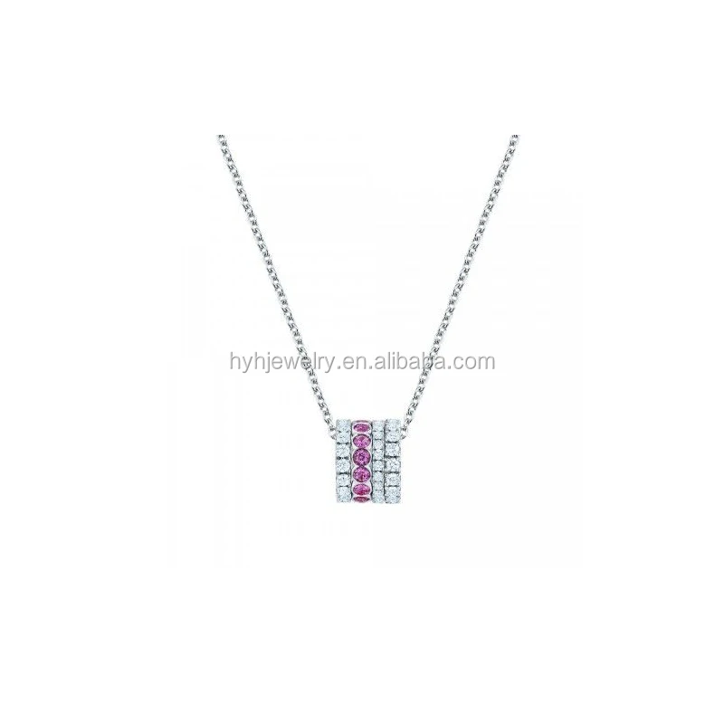 
Fancy floating charm pink cz coral necklace 