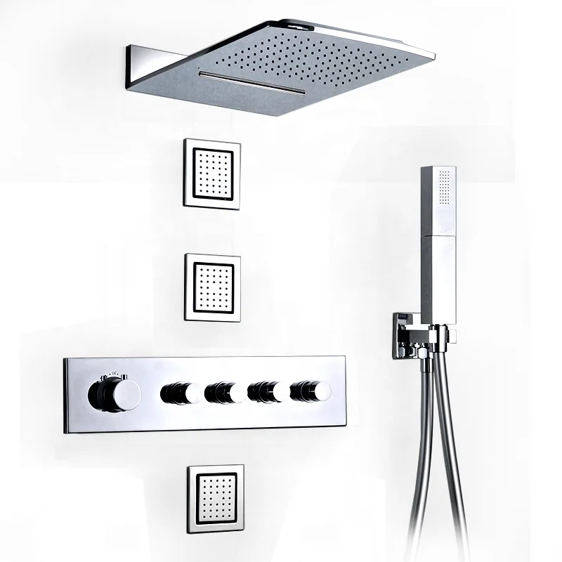 HIMARK in wall robinet douche cascade sistema grifos de duchas cascada bathroom waterfall rain shower set system with body jets