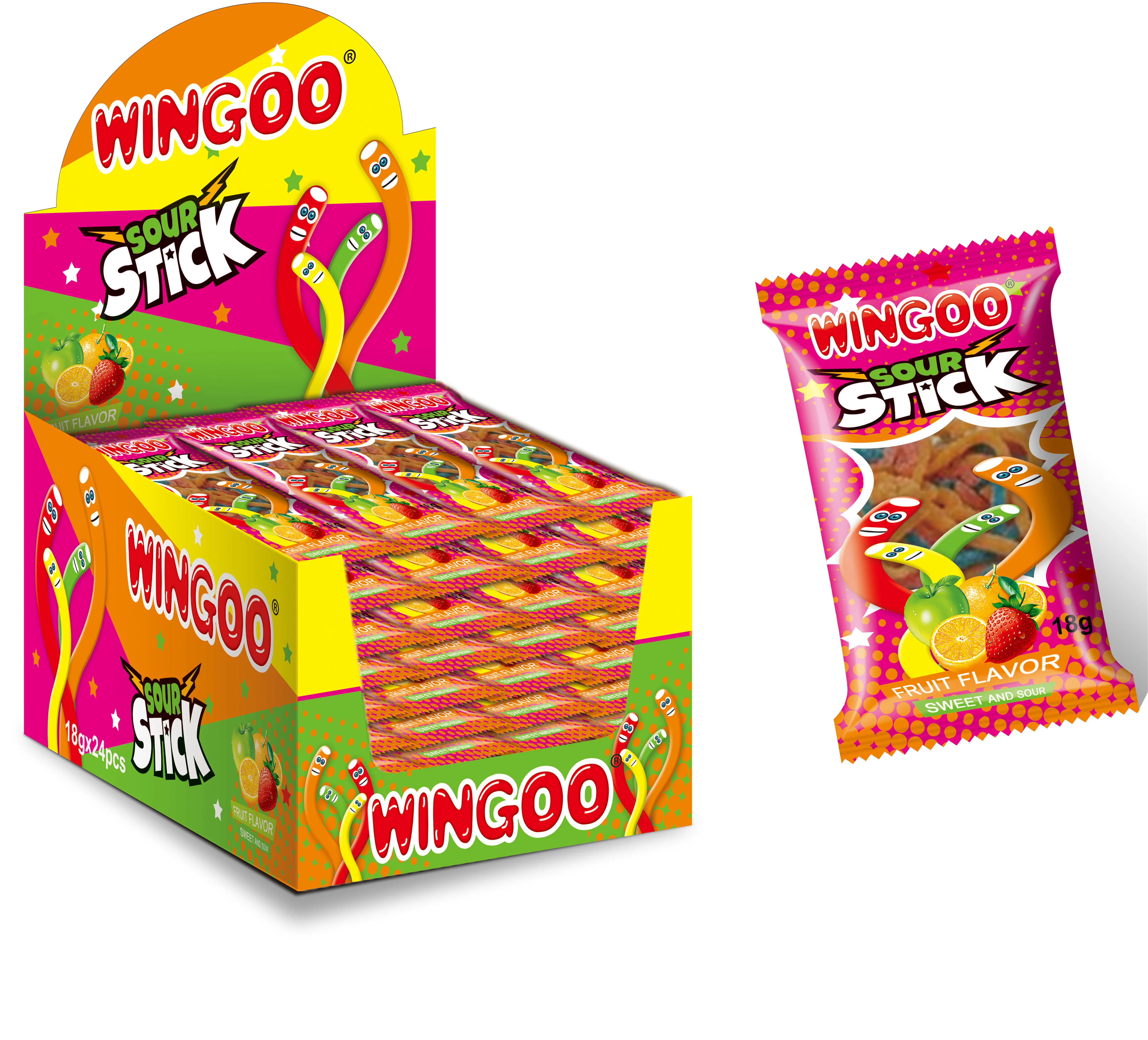 Wholesale sugar coated sour gummy stick candy