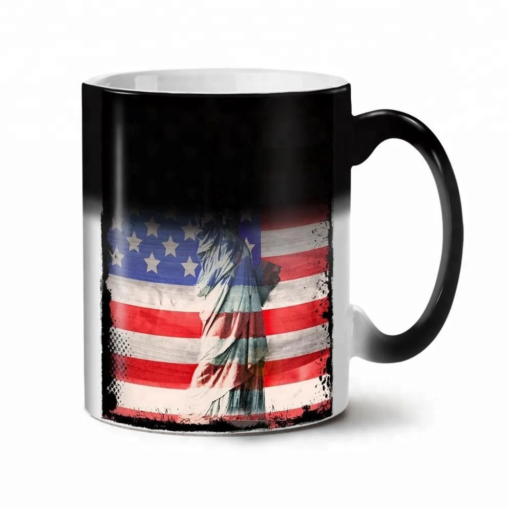 Customized magic mug hot water photo changing cups with handle