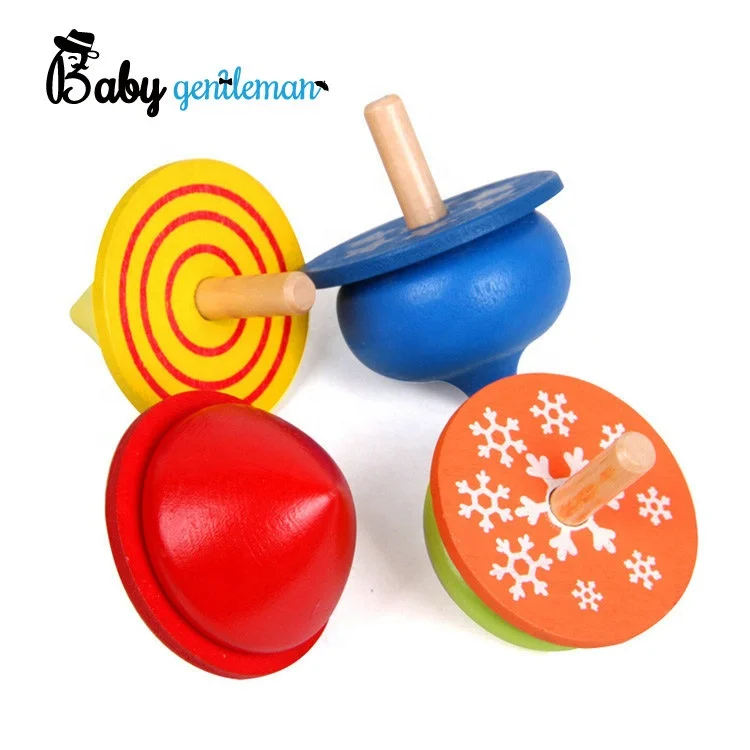 Colorful mini wooden spinning tops for kids Z01077B (60850584092)
