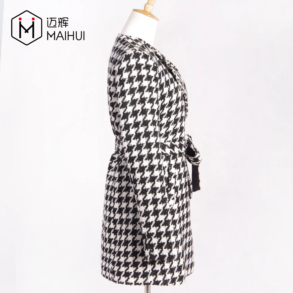 Clothes Women Lattice Wool Blend Trench Coat Women Wool Coats