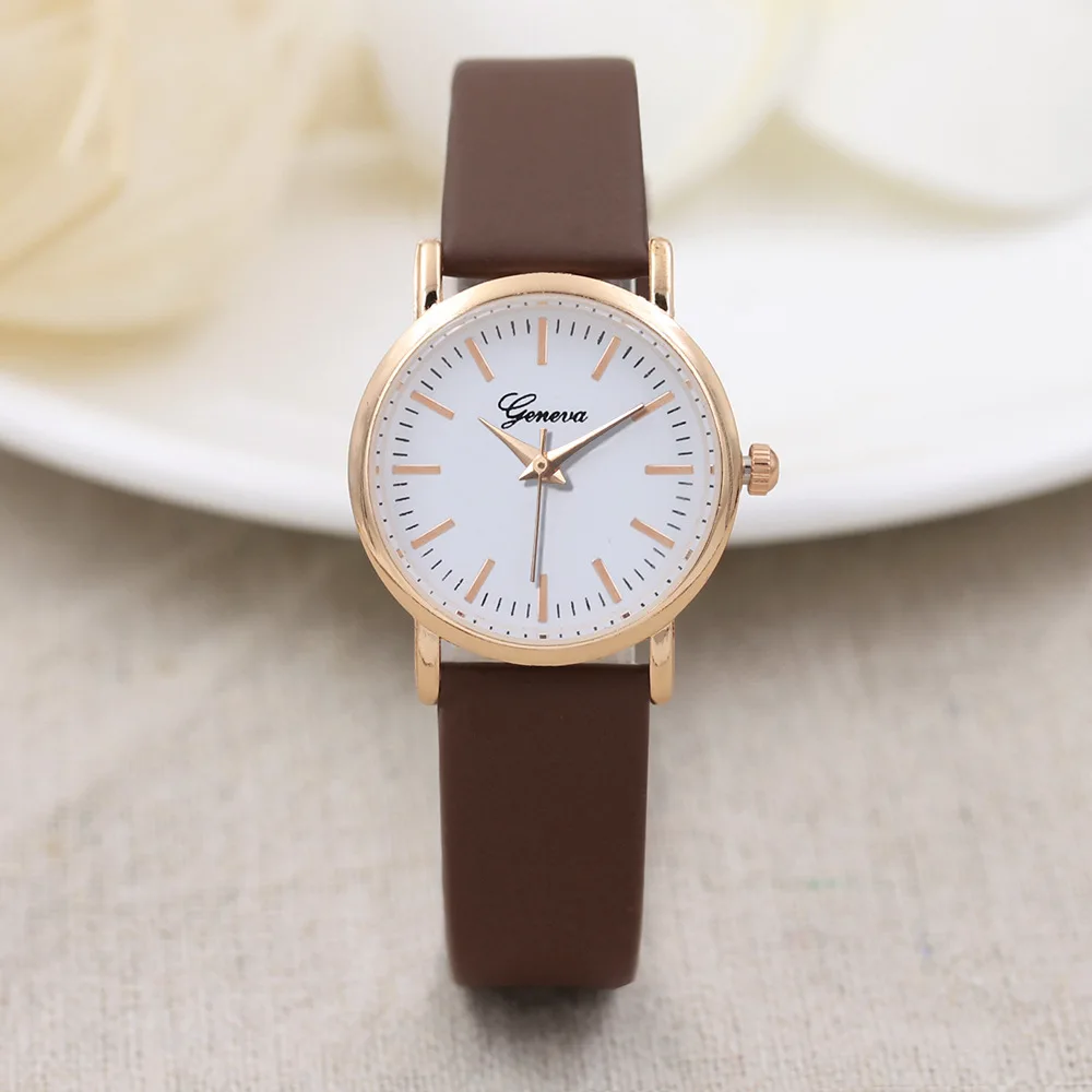 New Geneva Nail Scale Belt Watches Ultra-thin Quartz Lovers Watches Couple Wrist Watch