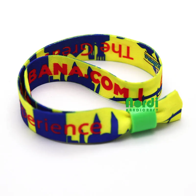 Polyester Material Customized Cheap One Time Use Festival Fabric Wristband Wrist Band Woven Sport Bracelet For Event/Party
