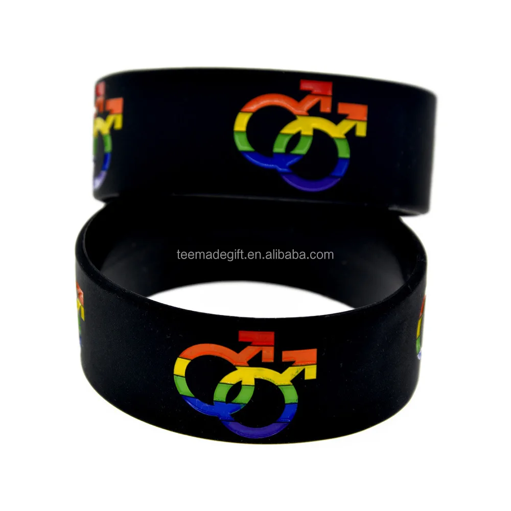 Promotion Gift Printed Gay Pride Silicone Wristband with Rainbow Color Bracelet For Gay Pride