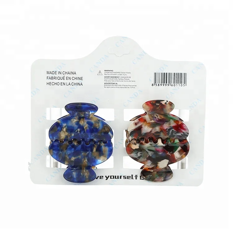 Fashion rock color hair clip accessories 4pcs packing high quality durable hairclaw  handmade cellulose acetate women claw