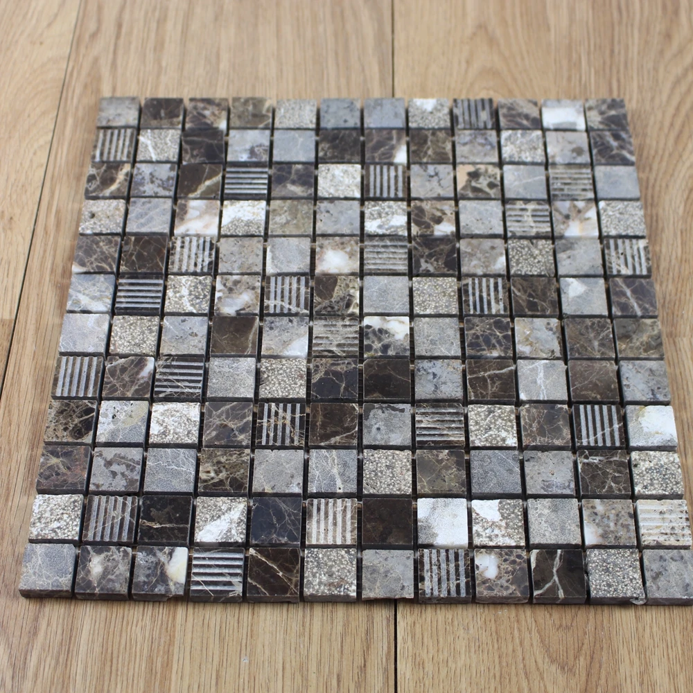 Factory price dark emperador brown marble mosaic tile of China National Standard