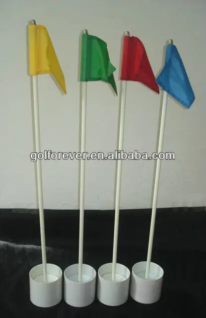 golf practice flag pole marker with stripped fiberglass stick