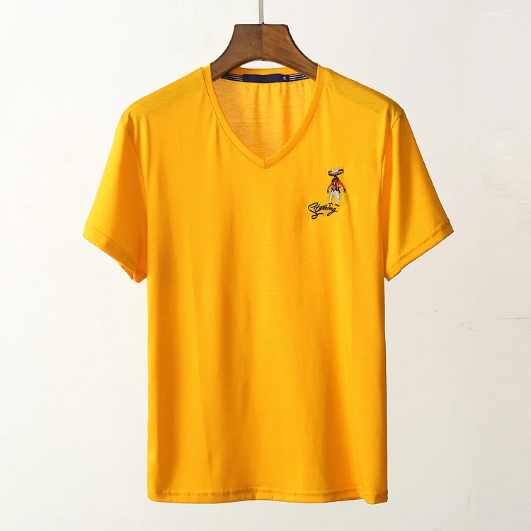 
orange tshirt bulk v-neck stretch t shirt mens mercerized cotton t-shirt 