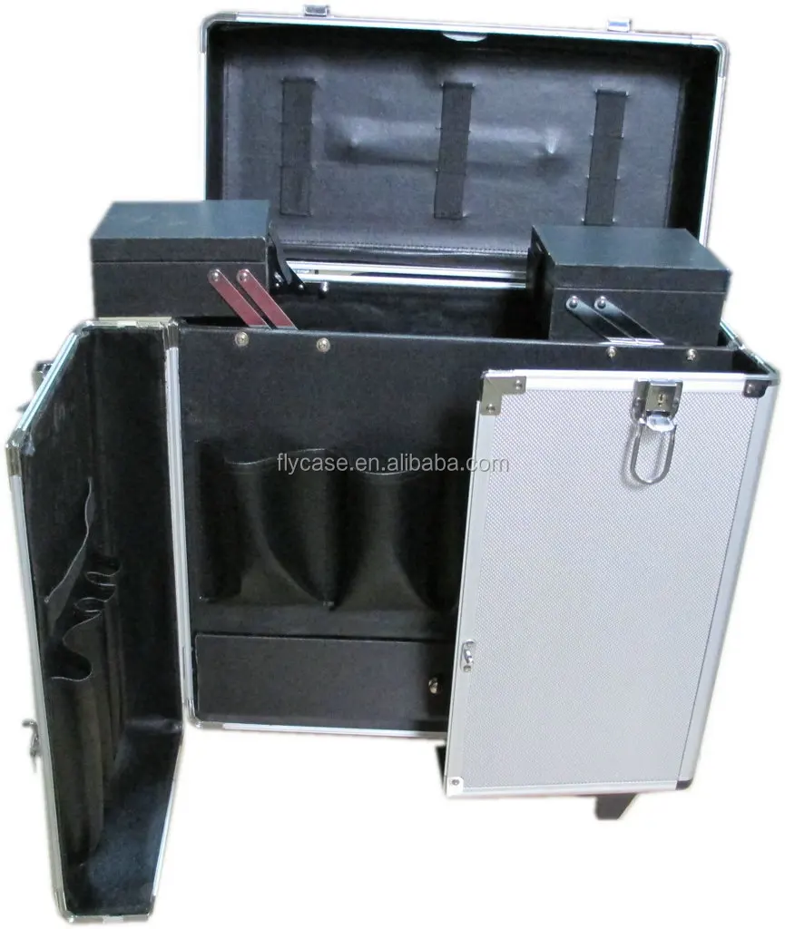 Aluminum Barber Tool Case,barber Equipment Tool Box,hairdressing Tool Case With Plate Inside