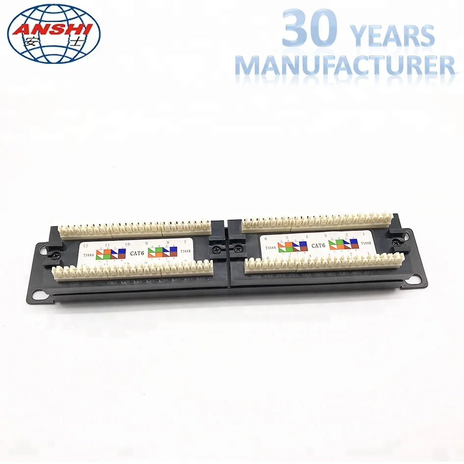  ANSHI CAT6 RJ45 10 дюймов 12 портов 110 idcunэкранированная UTP патч-панель