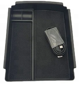 
Car Qi Wireless Charger Center Console Armrest Storage Box Holder Container Glove Pallet Tray Compatible Model S Model X 