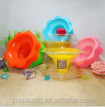 custom oem Aqua Blue orange pink clear Snow Cone Flower Cups in factory price